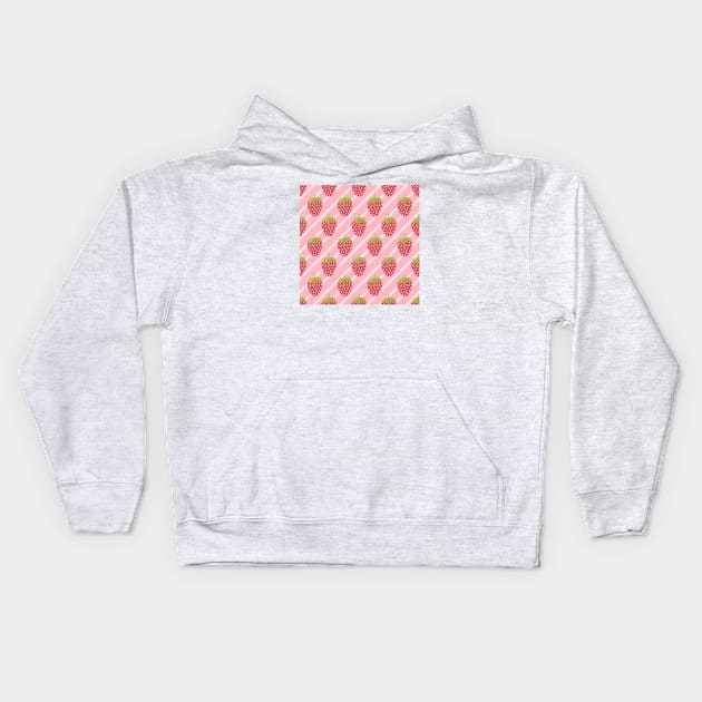 Strawberry Pattern Kids Hoodie by Glenn Landas Digital Art